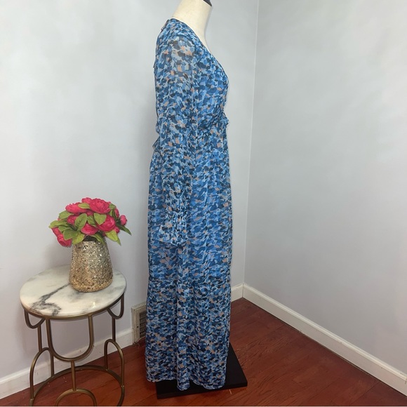 Raga Neela Long Sleeve Maxi Dress In Light Multi Blue- New With Tag- Reemoly - Picture 12 of 14